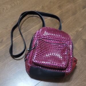 Juicy By Juicy Couture Mini Bagpack Convertible Bag Raspberry Color Travel